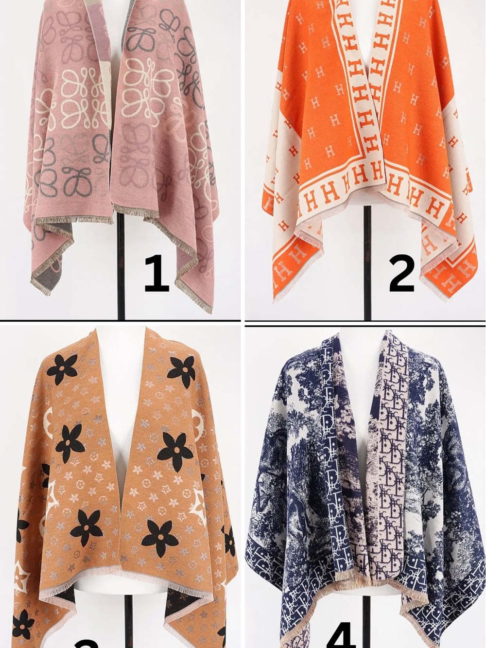 Fashion Scarf Wrap - Pink and Beige Patterned Styles - Picture 2 of 16